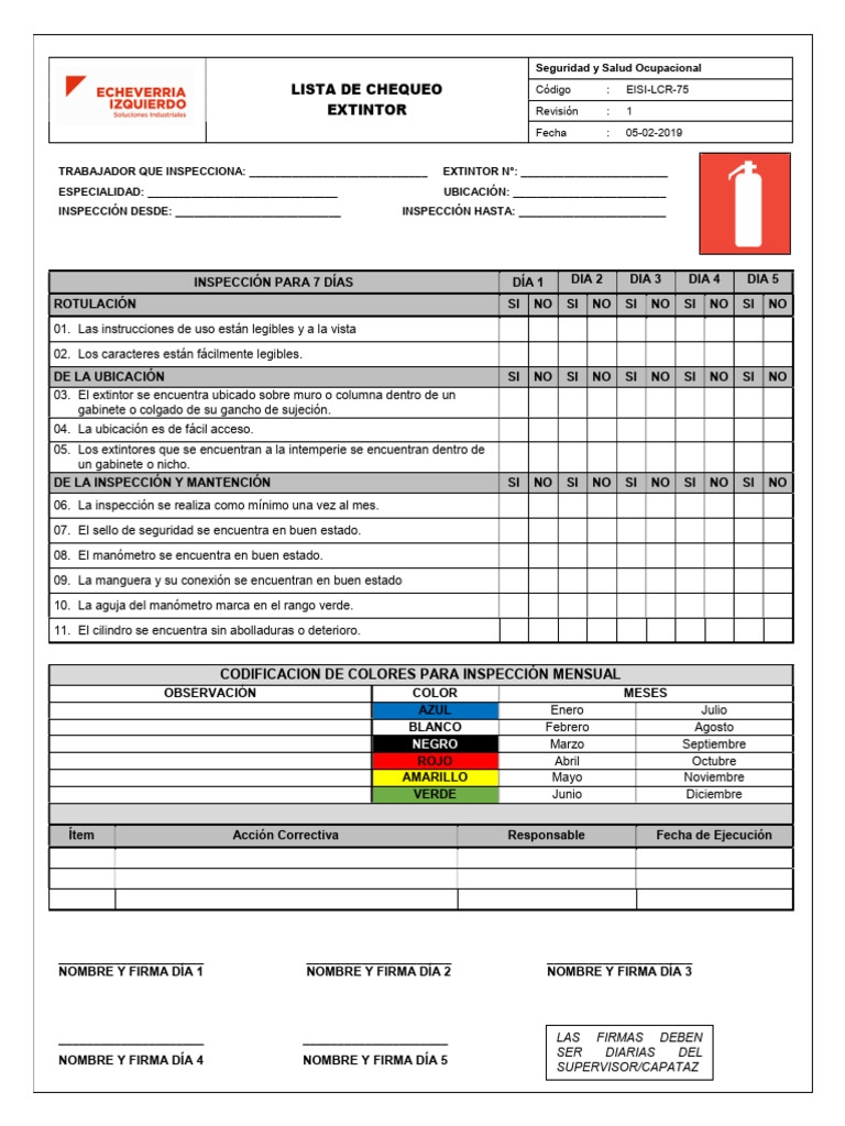 Formato de Inspección de Extintores | PDF