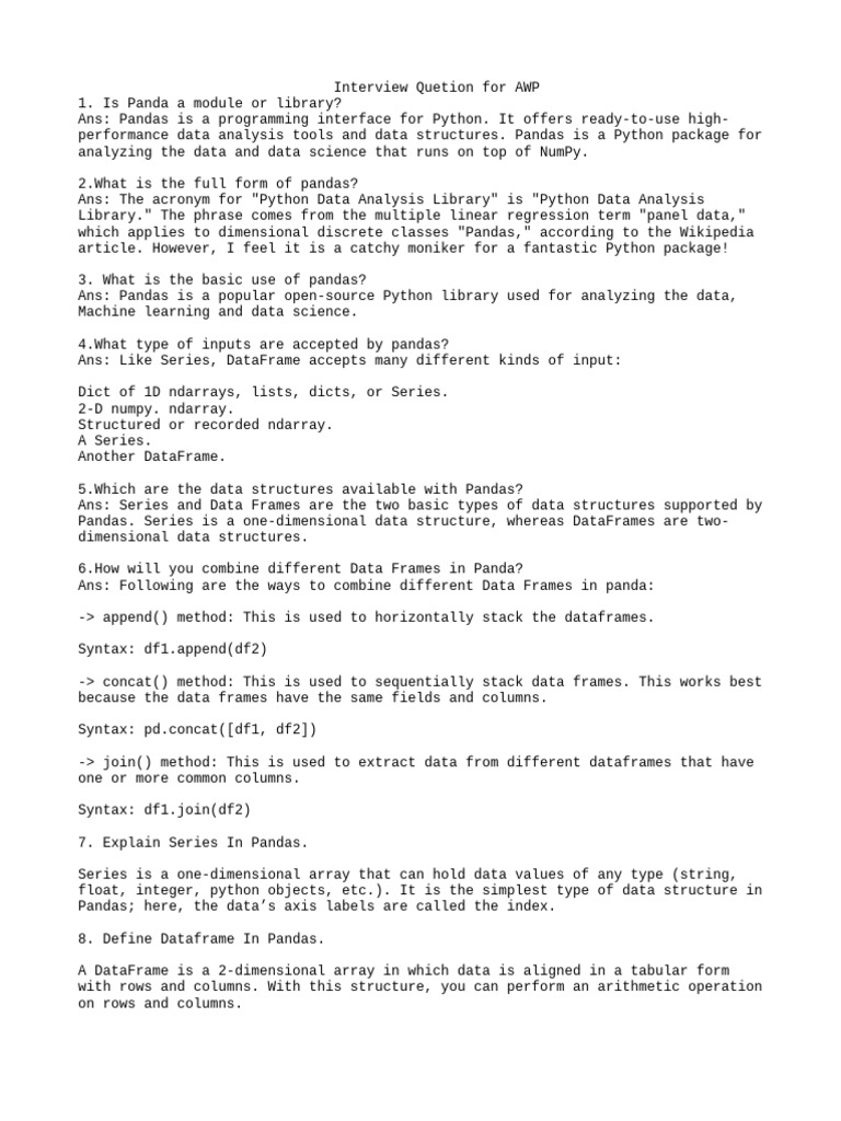 AWP Interview Question | PDF | Python (Programming Language) | Computer ...