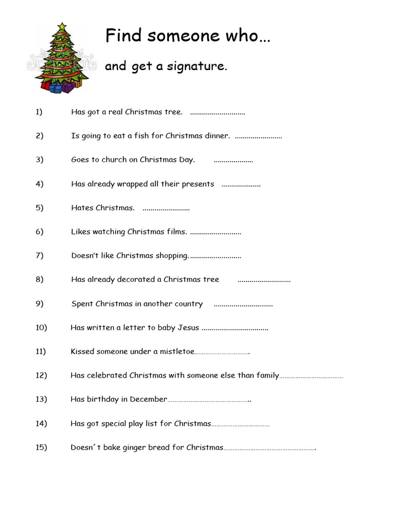 Christmas find someone who christmas pdf