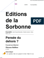 Foucault(s) - Pensée Du Dehors - Éditions de La Sorbonne