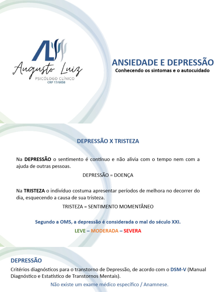 Sintomas de Ansiedade e Autocuidado | PDF | Depressão | Ansiedade