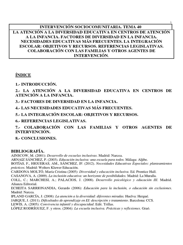 Atención a la Diversidad en Educación Infantil | PDF | Aprendizaje ...