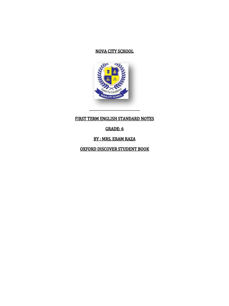 Grade 6 English First Term Notes | PDF | Earth | Geology