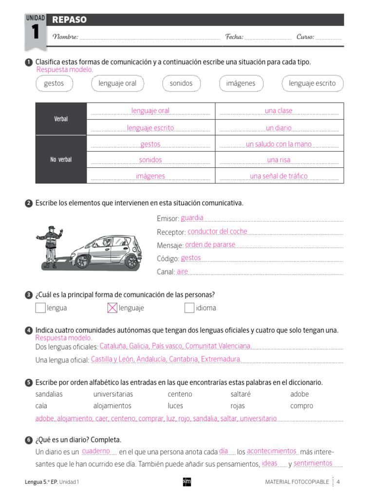 Ejercicios de Lengua para 5.º EP | PDF | Coma | Puntuación