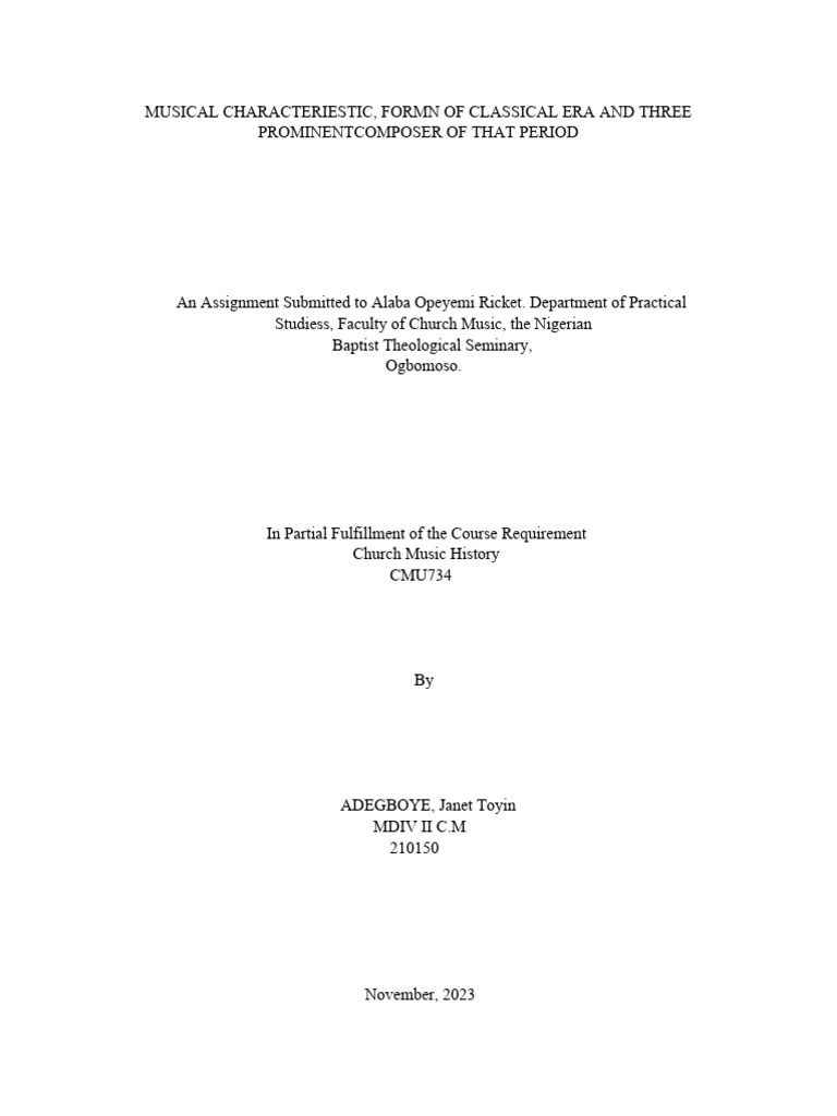 Classical Era: Music and Key Composers | PDF | Classical Period (Music ...