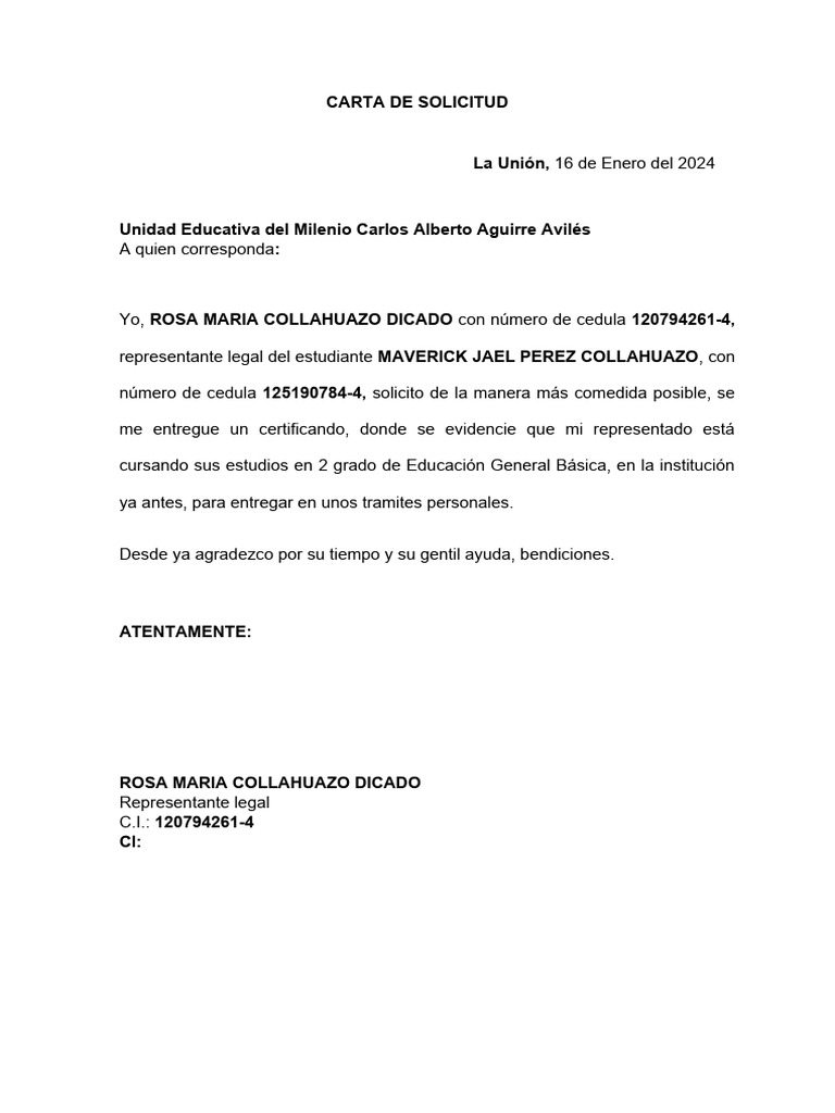 Solicitud de Certificado Escolar | PDF