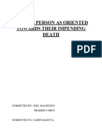 Humans Person As Oriented Towards Their Impending Death Written Report
