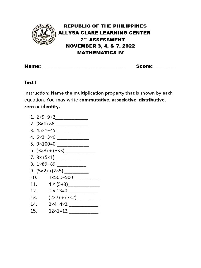 Mathematics Assessment November 2022 | PDF | Screenshot | Computing