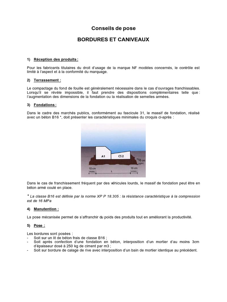 Guide de pose des bordures béton PDF Béton armé Mortier (matériau) — free download