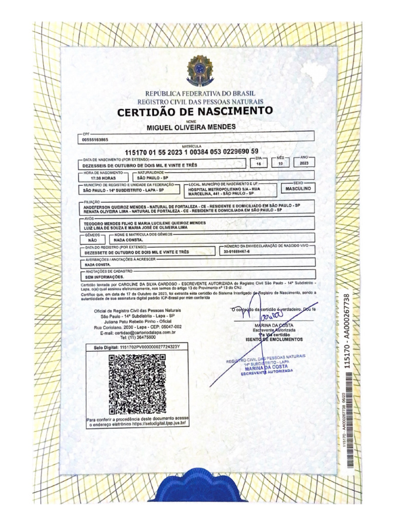 Certidão de Nascimento | PDF