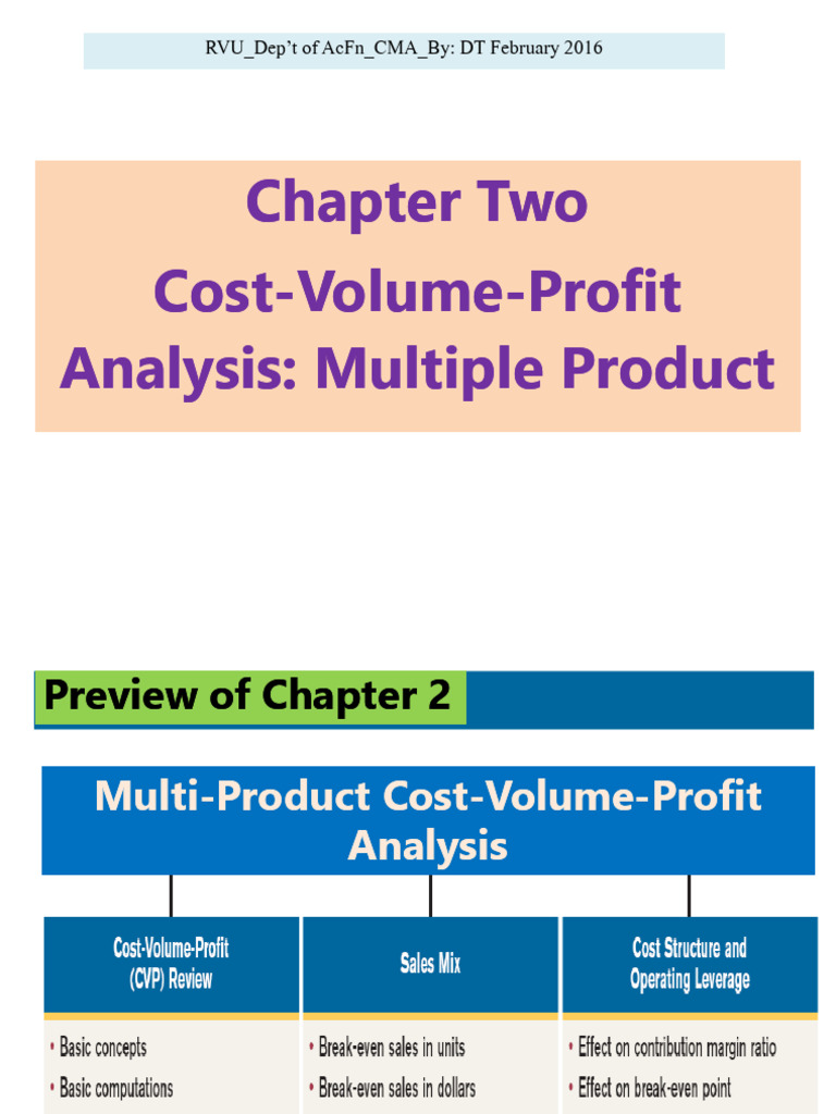 CMA CH 2 - CVP Analysis March 2019-2 | PDF | Business | Business Economics