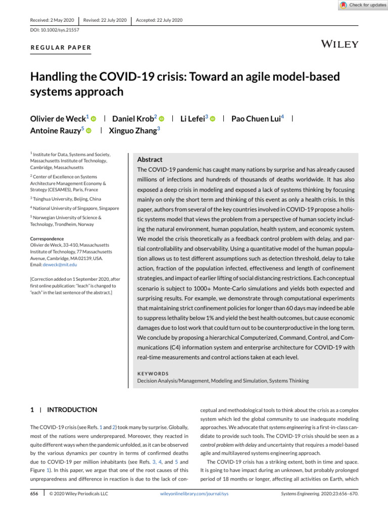 Handling the covid 19 crisis toward an agile model based systems