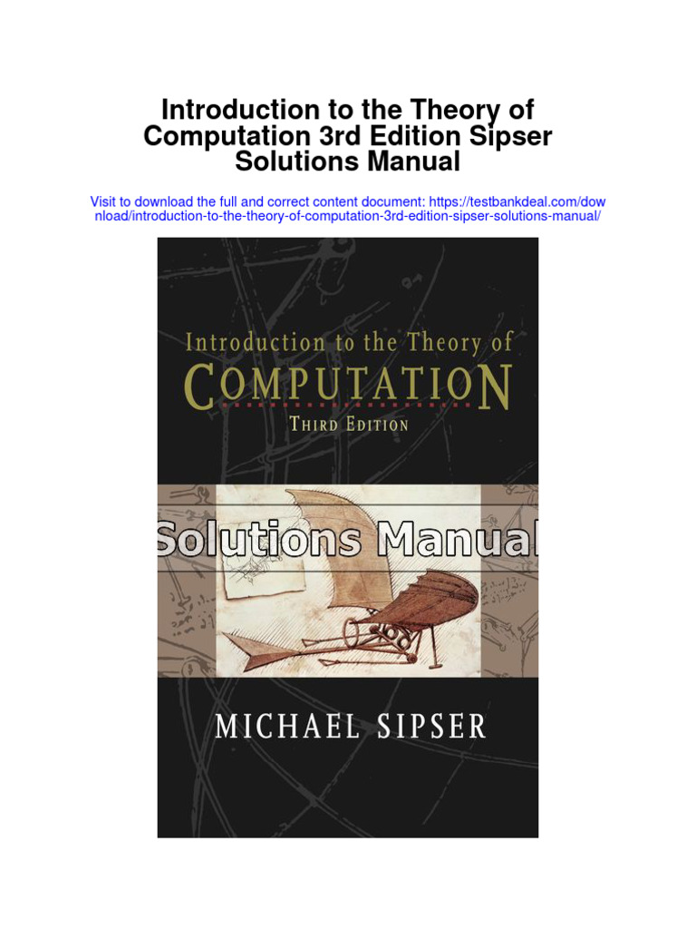 Instant Download Introduction To The Theory of Computation 3rd Edition Sipser Solutions Manual ...