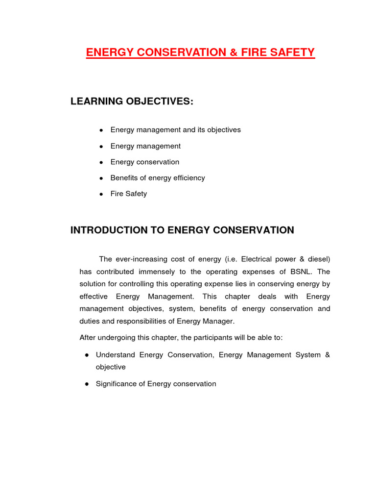 Ch7. Energy Conservation - Fire Safety | PDF | Efficient Energy Use ...
