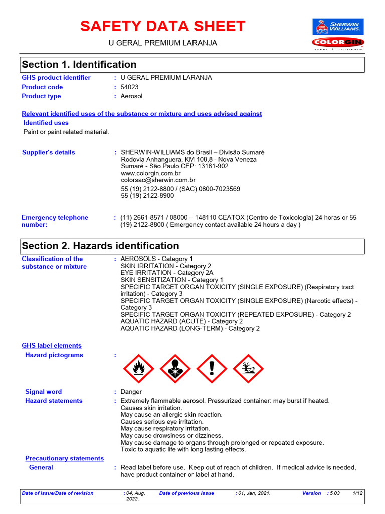 Fispq Colorgin Decor - Laranja Premium Geral | PDF | Chemistry ...