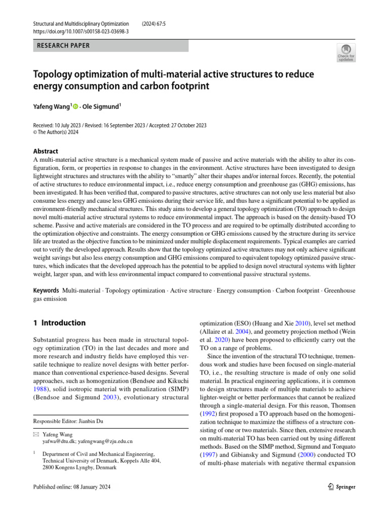 Topology Optimization of Multi Material Active Structures To Reduce ...