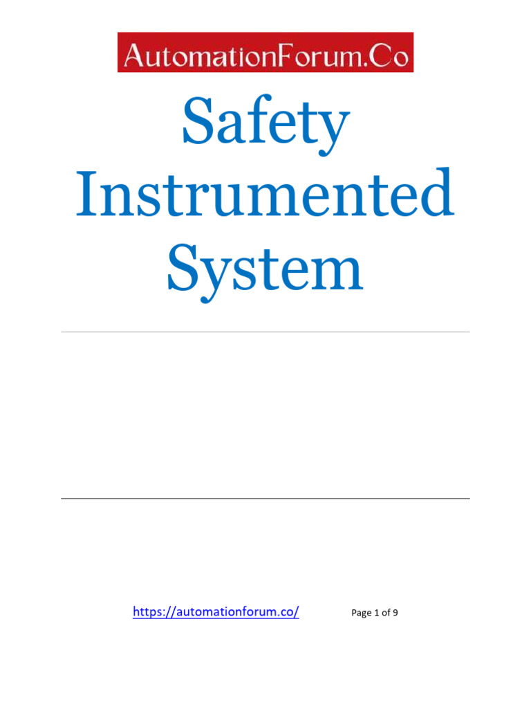 Safety Instrumented System PDF Systems Engineering Electrical