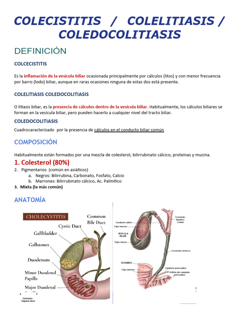 Colecisititis - Colelitiasis - Coledocolitiasis | PDF | Especialidades ...