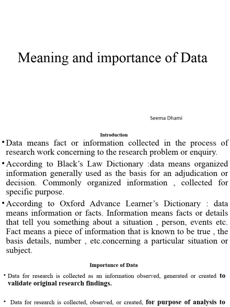 Meaning and importance of data pdf data information