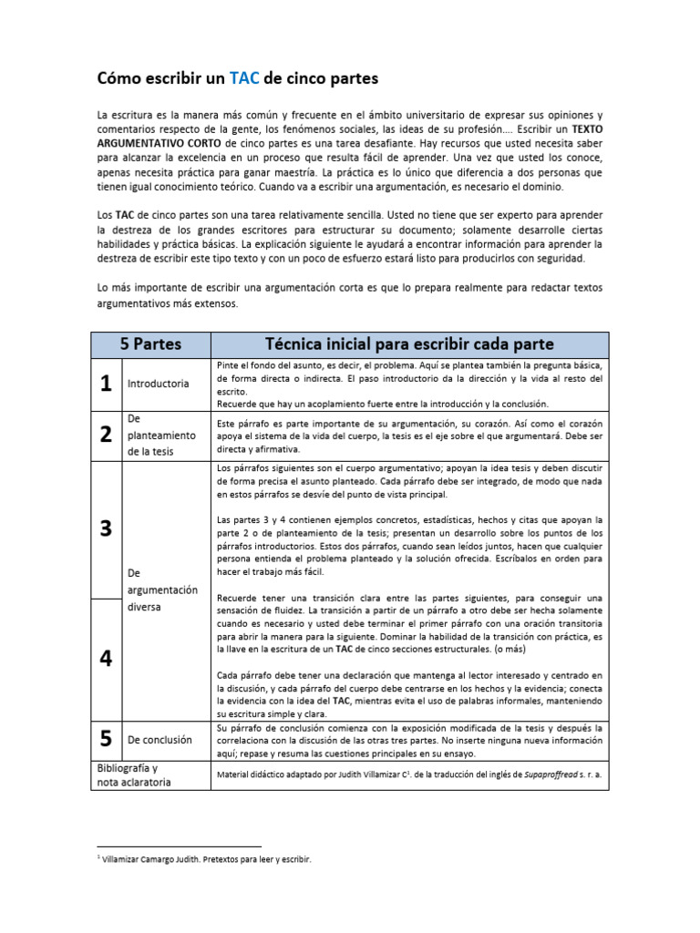 Guía para Escribir un TAC en 5 Pasos | PDF | Artes del Lenguaje y ...