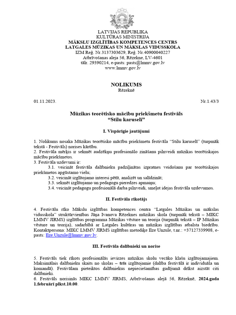 Stilu-Karuseli 2024 Nolikums | PDF