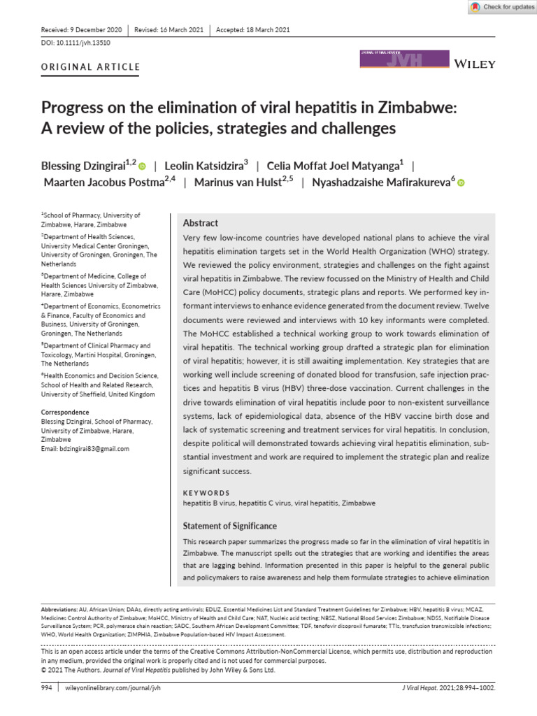 Zimbabwe's Viral Hepatitis Elimination Review | PDF | Hepatitis C ...