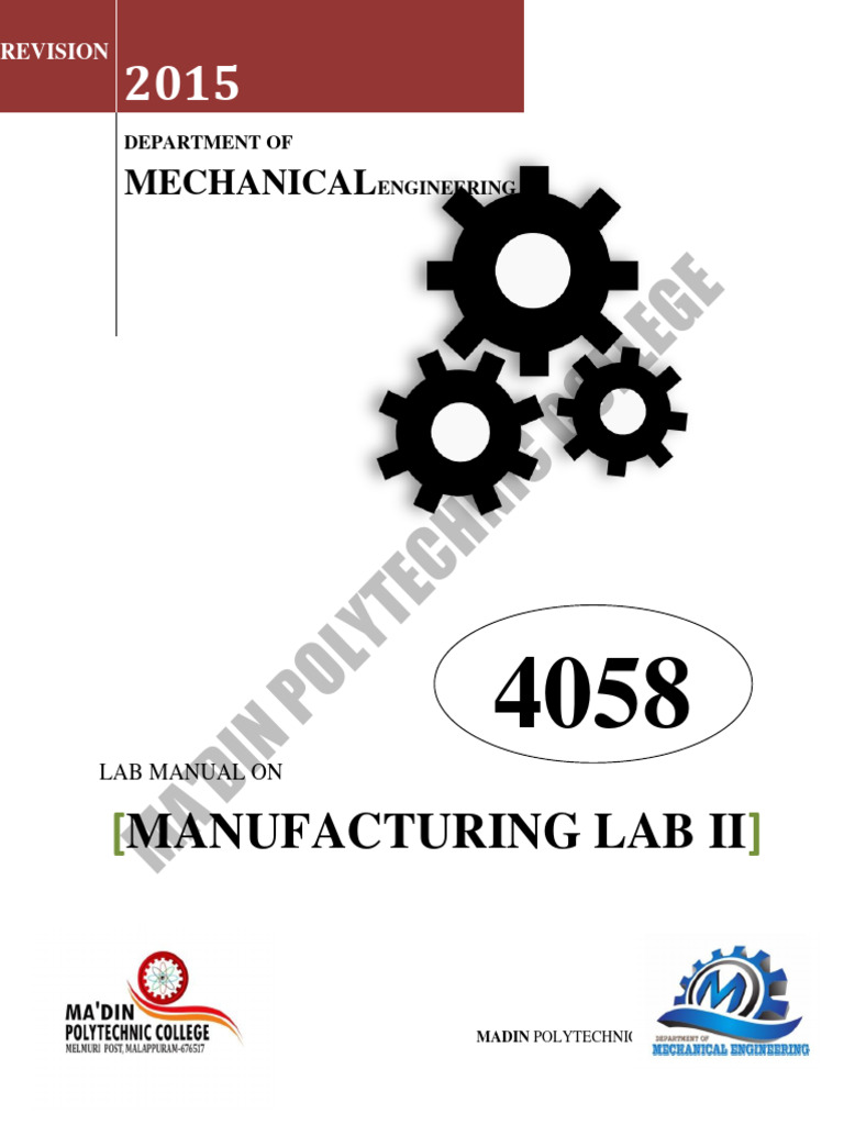 Manufacturing Lab II Manual - Mechanical Engineering | PDF | Gear ...