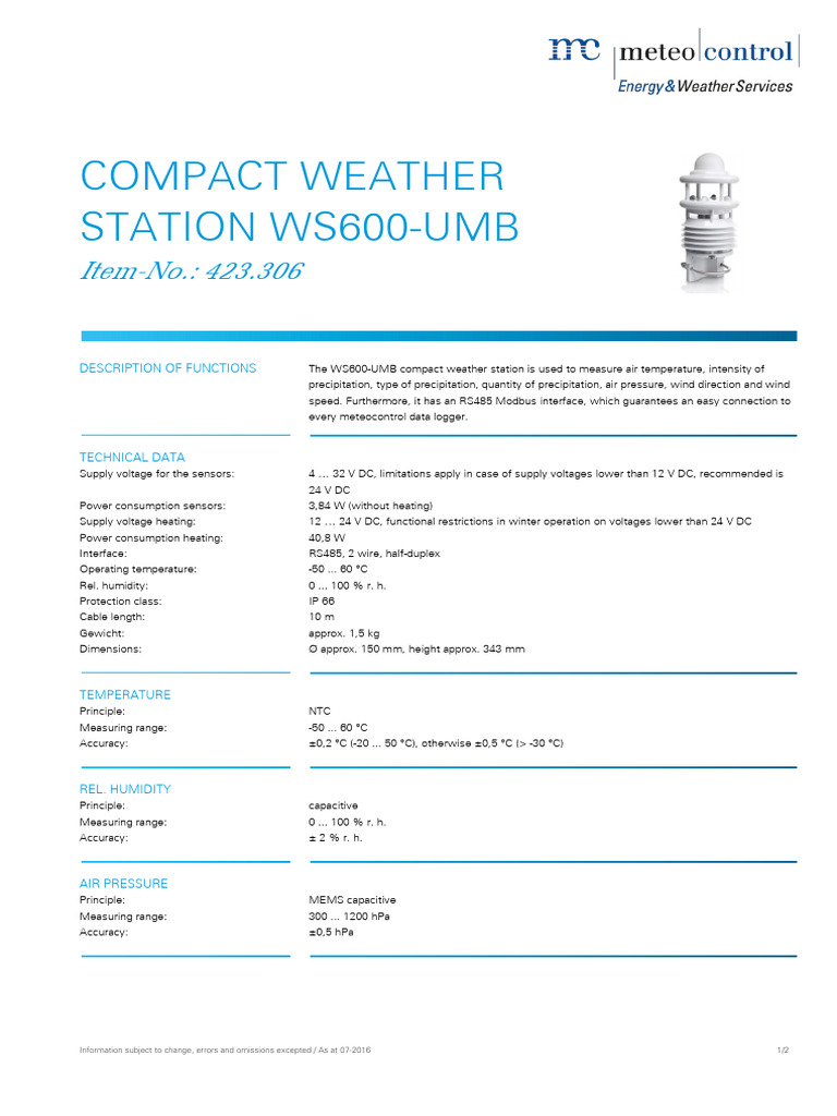 DB Compact Weather Station WS600 UMB en | Download Free PDF ...