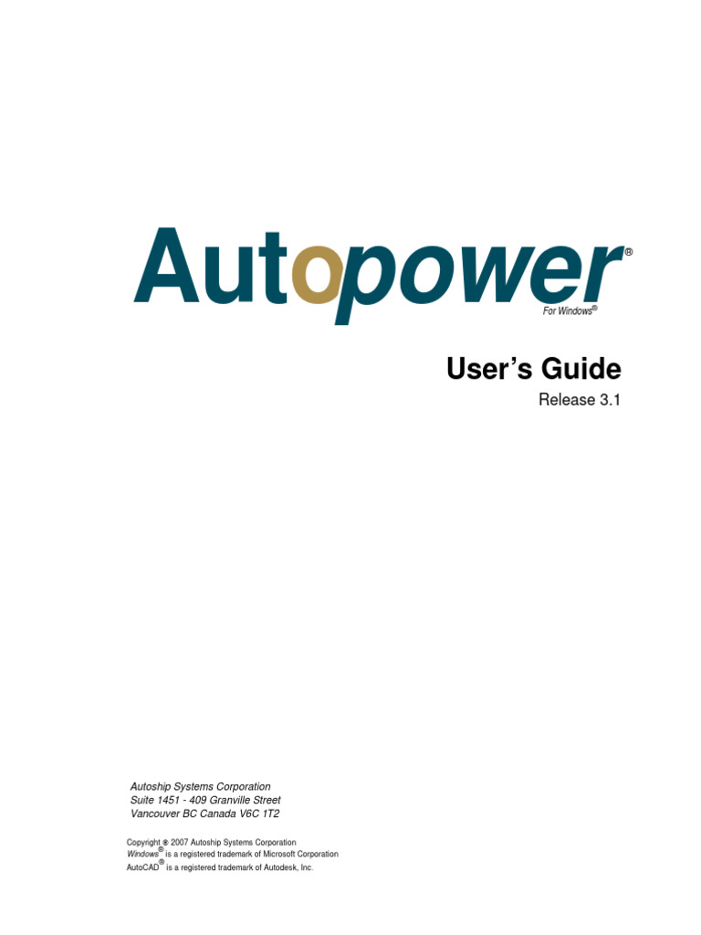 Autopower Manual | PDF | Installation (Computer Programs) | Hull ...