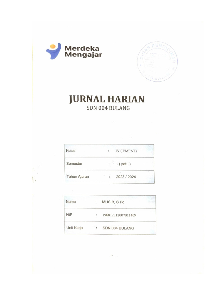 Jurnal harian siswa SD dengan desain menarik dan kreatif