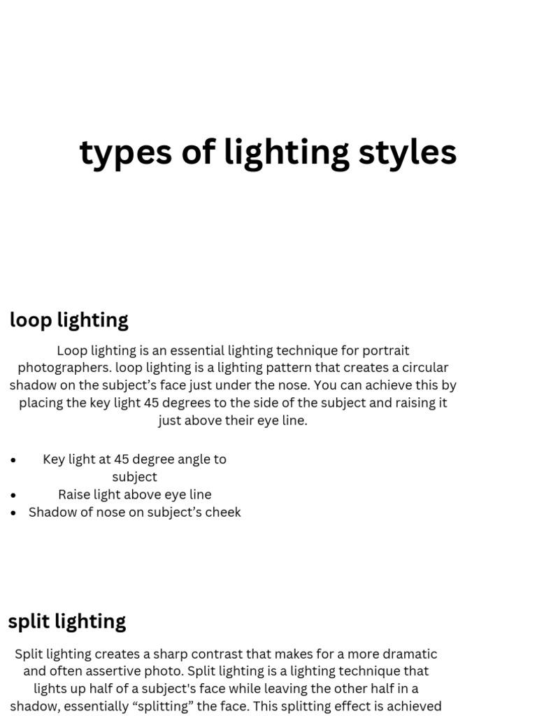 Types of Lighting | Download Free PDF | Portrait Photography | Lighting