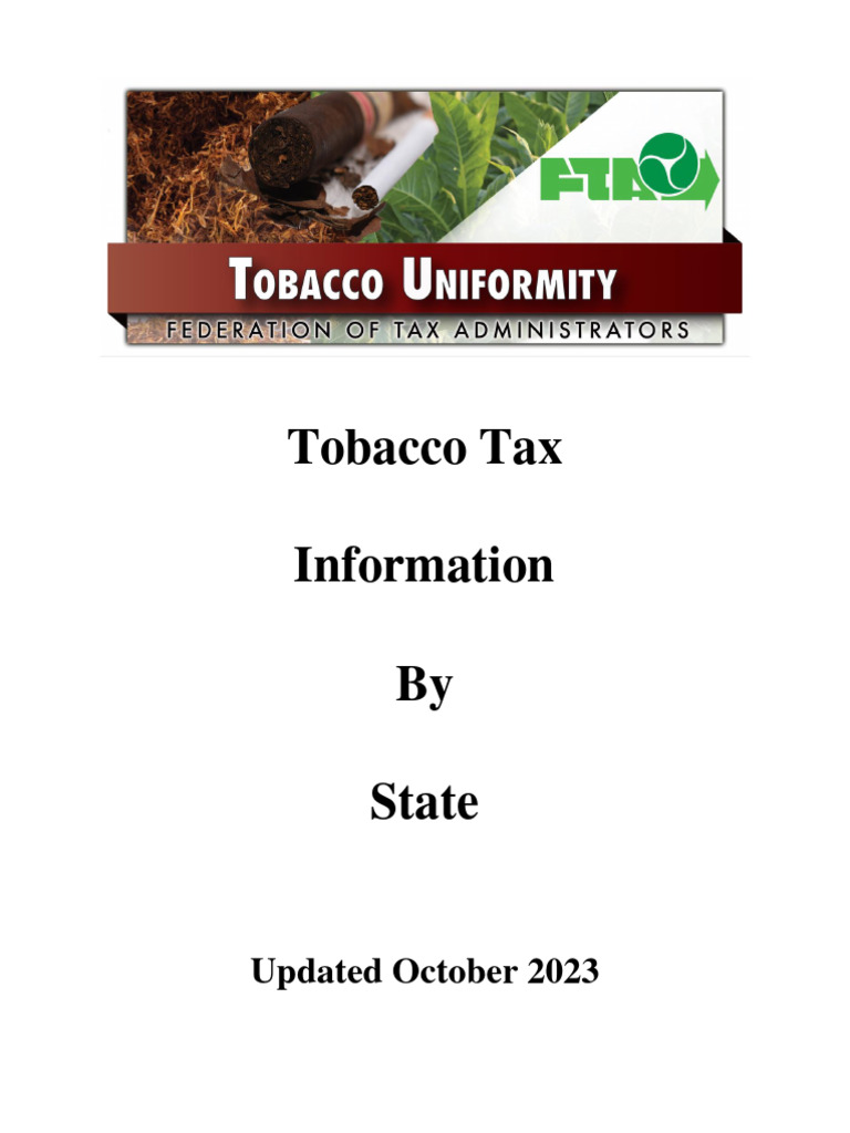 Tobacco Tax Information by State OCT2023 PDF Taxes Electronic Cigarette