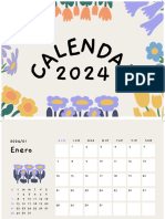 Calendario para Pared Anual 2024 Delicado Beige y Verde