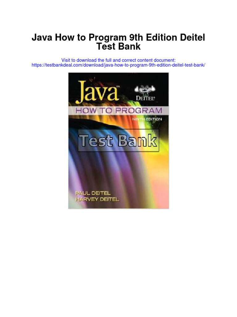 Instant Download Java How To Program 9th Edition Deitel Test Bank PDF ...