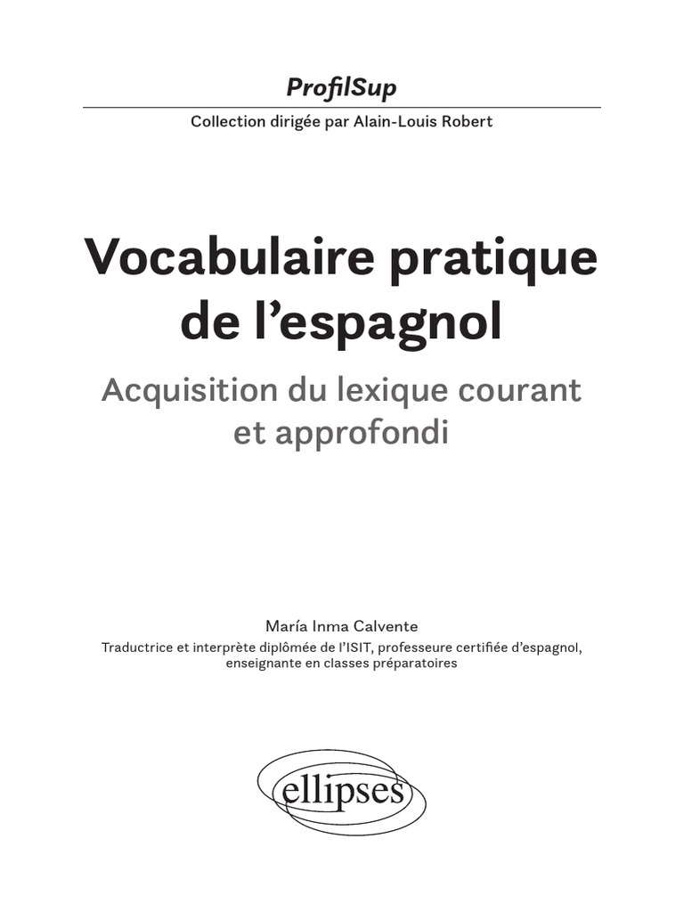 Vocabulaire Pratique de l Espagnol 2022 Maria Inma Calvente, PDF