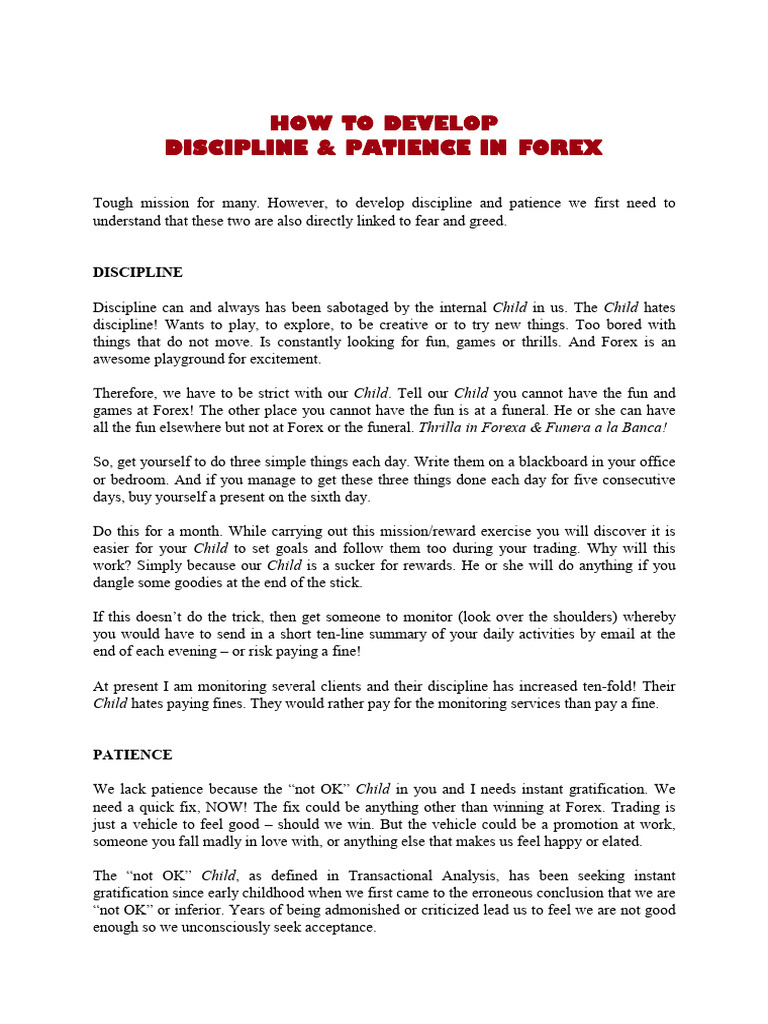 How To Develop Discipline & Patience in Forex | PDF | Thought | Disciplines