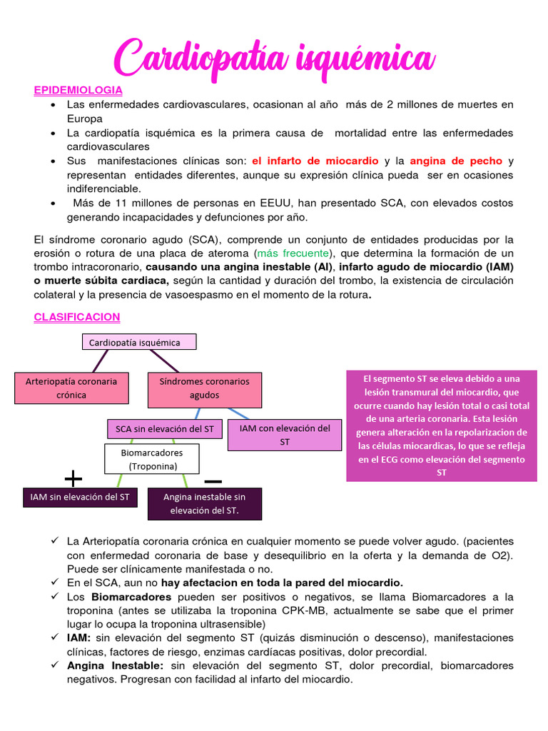 Clasificación de la Cardiopatía Isquémica | PDF | Infarto de miocardio ...