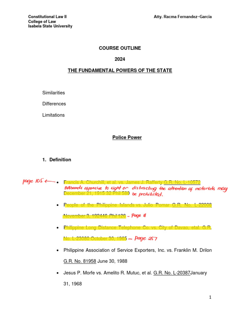 Powers of the State in Constitutional Law | PDF | Manila | Metro Manila