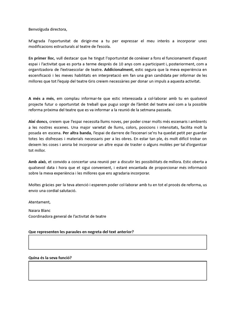 Carta Per Treballar Els Connectors en Català PDF