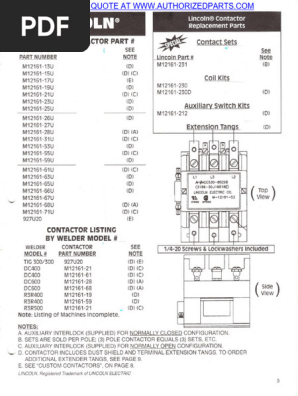 Lincoln Electric Contactor Parts List | PDF | Electrical Equipment