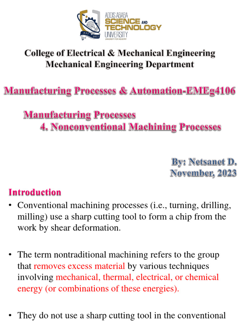 Nonconventional Machining Processes | PDF | Machining | Materials Science