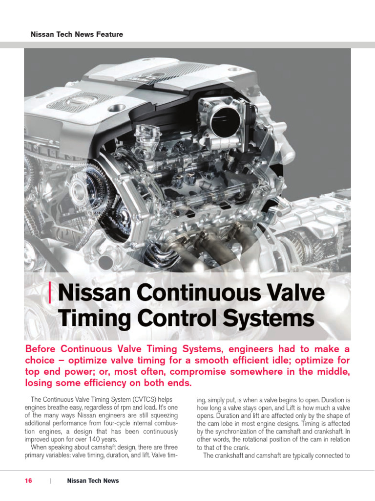 Nissan CVTCS Continuous Valve Timing Control Systems PDF Internal