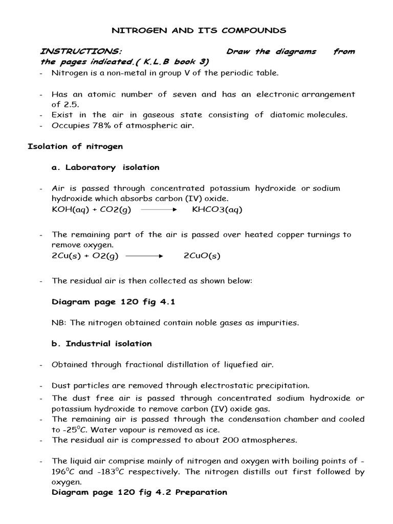 Chemistry of Nitrogen Explained | PDF | Nitrogen | Nitric Acid