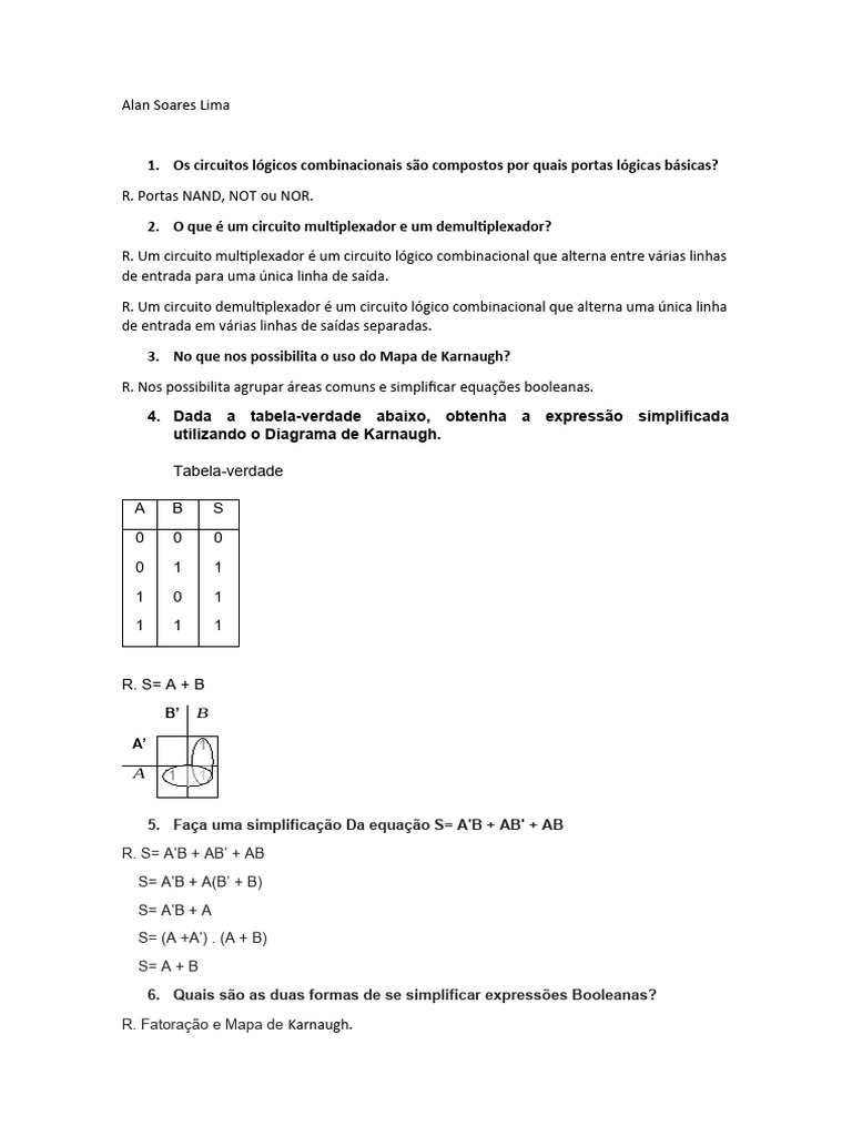 Questões De Eletronica Digital Pdf