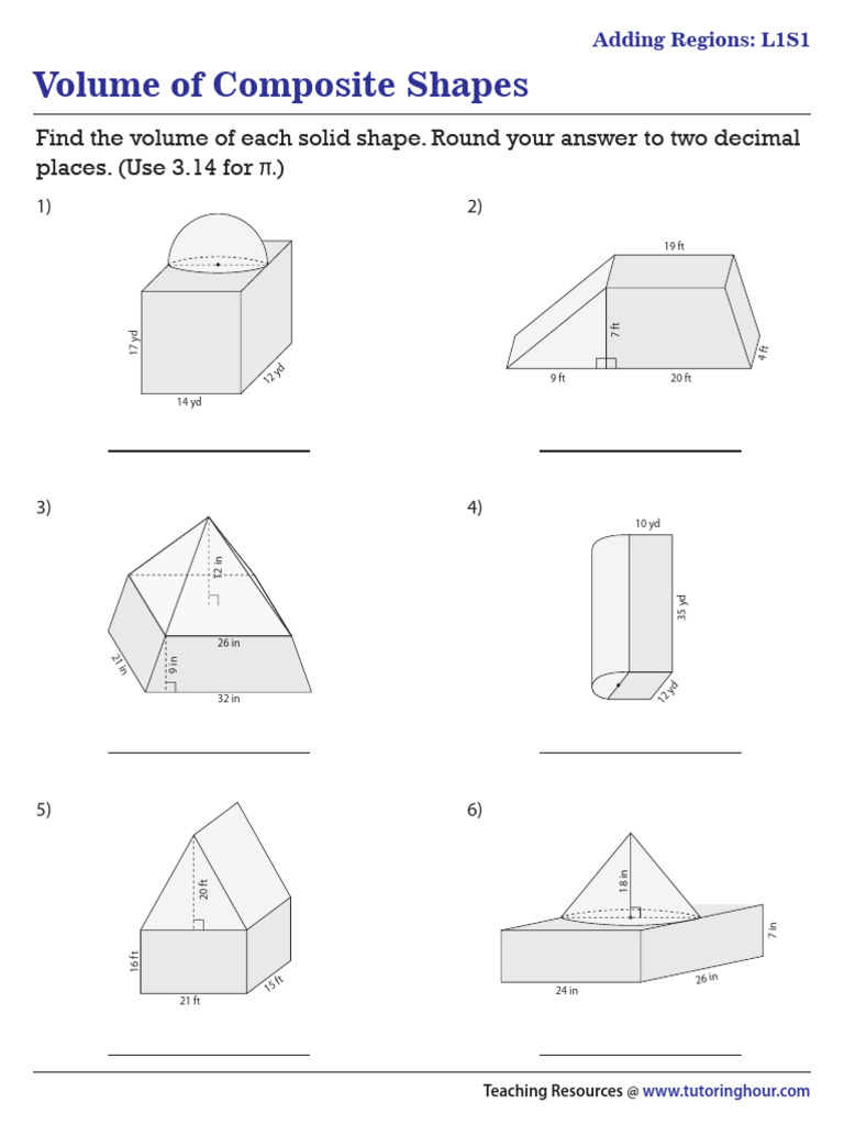 Worksheet SA & Volume | PDF