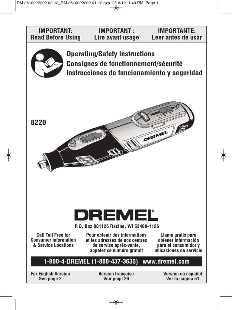 Dremel 8220 937pdf 23544 | PDF | Battery Charger | Lithium Ion Battery