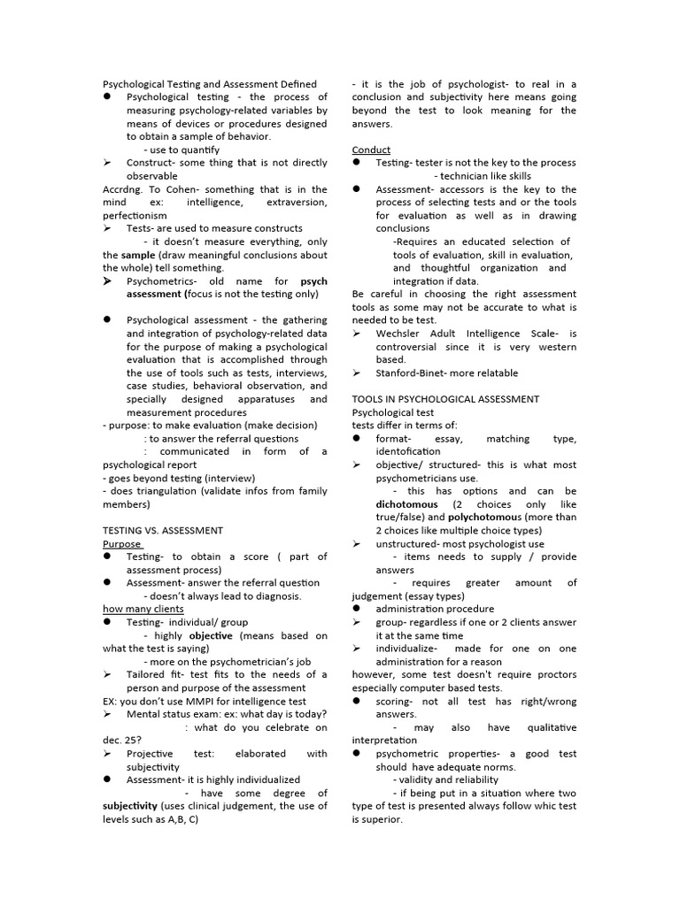 Understanding Psychological Testing & Assessment | PDF | Psychology ...