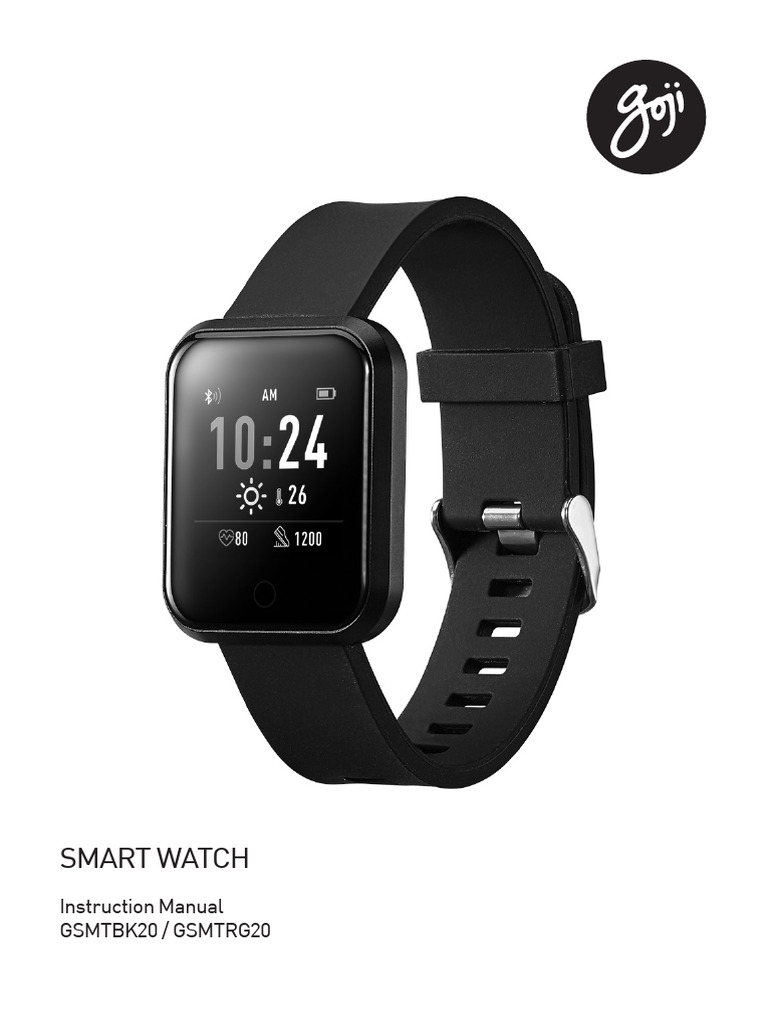 GOJI GSMTBK20 Smart Watch Manual PDF Bluetooth Ios