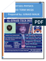 PHY101 MIDTERM SOLVED MCQS by JUNAID