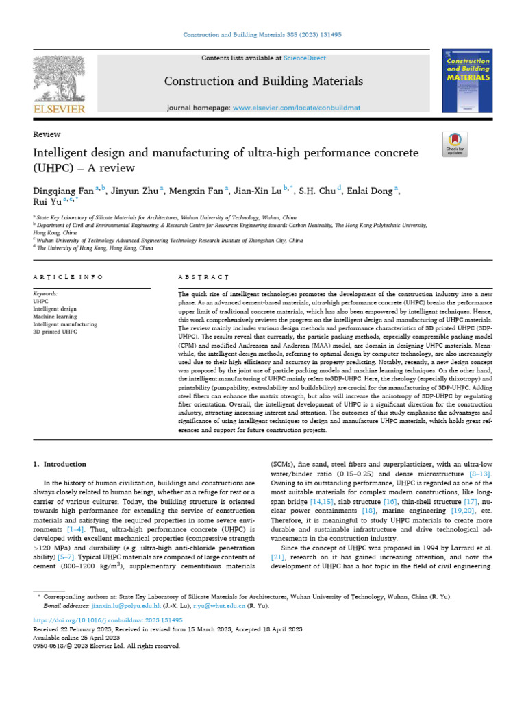 Intelligent Design of Ultra-High Performance Concrete | PDF | Concrete ...